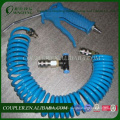 Blue PU coil hose brass pneumatic air guns with hose